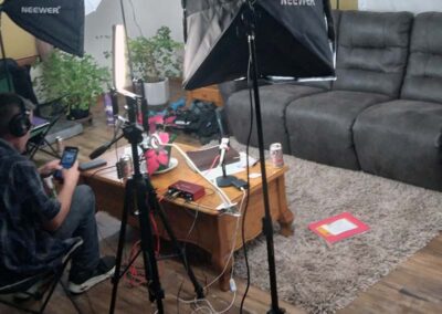 Jim Mundy The Rev Show Salida - light and sound setup in the living room prep for The Lighthouse